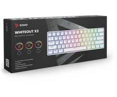 Mėlyna Klaviatūra žaidimams Savio Whiteout X2 Outemu Mėlyna su laidu mechaninė su pašvietimu balta