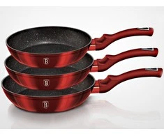 3 GRANITINĖS KELIŲ RINKINYS 20/24/28CM BERLINGER HAUS METALLIC BURGUNDY LINE BH-1288-NF