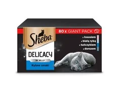 SHEBA Maišeliai (80x85g) Žuvies Skoniai Sušalę Maistas Suaugusiems Kačiukams Želė