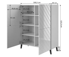 Cama Meble Knygų Lentyna - Abeto 100,5 X 40 X 121,5, Balta Blizgi