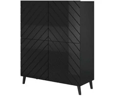 Cama Meble Knygų Lentyna - Abeto 100,5 x 40 x 121,5 Cm Juoda/Blizgi Juoda
