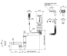Sifonas granitinėms plautuvėms Deante Space-Saver ZXY_N972, Nero