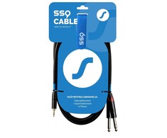 SOUND STATION QUALITY (SSQ) SSQ MIJM3 SS-1815 Cable Jack Stereo 3,5 mm - 2x Jack Mono 6,3 mm 3 m Juodas