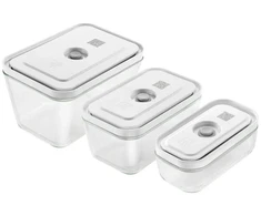 Stiklinių vakuuminių indų rinkinys ZWILLING Fresh &amp; Save, dydžiai: S/M/L, 3 vnt. komplekte