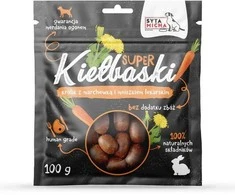 Šunų Skanėstai - Syta Micha Puikūs Dešrelės Su Triušiu, Morkomis Ir Pienėmis 100g