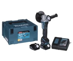 MAKITA KAMPACINIS ŠLIMUOTUVAS 18V‐125mm 2 x 5,0Ah LI-ION BEŠEPEČIŲ DĖKLAS MAKPAC DGA518RTJU