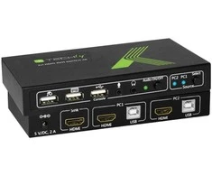 TECHLY 028696 Techly 2 prievadų HDMI/USB KVM jungiklis 2x1 su garsu