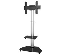 Laikiklis Techly grindų stovas su lentyna vežimėliu TV LCD/LED/Plasma 37-70" sidabro