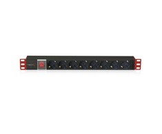 Techly I-CASE STRIP-81UD maitinimo paskirstymo įrenginys 1U Aliuminis, Juoda 8 AC išvestis(ys / čių)