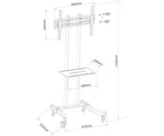 Laikiklis TECHLY Mobilus TV stovas/vežimėlis LED/LCD/PDP 32-70colių 40kg su lentyna