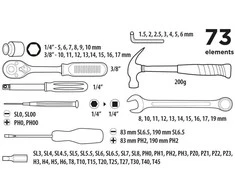 Įrankių rinkinys Top Tools 73 vnt. (38D500)