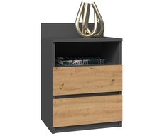 Top E Shop Naktinis Staliukas - Topeshop M1 Antracitas/Amatininkas 2 Stalčiai Ąžuolas