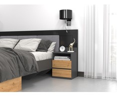 Top E Shop Naktinis Staliukas - Topeshop M1 Antracitas/Amatininkas 2 Stalčiai Ąžuolas