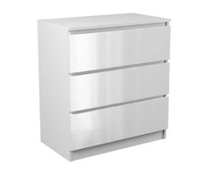 Top E Shop Komoda - Topeshop M3 Blizgi Balta 3 Dėžių