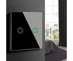 Maclean dvigubas jutiklinis šviesos jungiklis su LED apšvietimu, juodos spalvos, 86x86 mm (MCE704B)