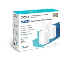 Maršrutizatorius TP-LINK Deco X60 AX3000 Wi-Fi 6 viso namo tinklelio sistema 2 paketų keturių branduolių procesorius 2x GE RJ45 4xint.antenos MU-MIMO