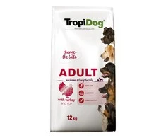 TROPIDOG Premium Adult Medium &amp; Large kalakutienė su ryžiais - sausas šunų maistas - 12 kg
