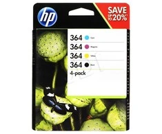 Hewlett Packard (HP) HP 364 Combo 4-Pack Juodas/Cyan/Magenta/Geltona rašalo kasetės, 250/300 puslapių, HP B8550, C5380, D5460