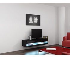 Cama Meble TV staliukas VIGO '140', 30/140/40 (spalva: Juoda/Blizgi juoda)