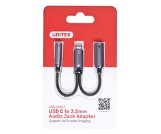 UNITEK ADAPTERIS USB-C - MINIJACK 3.5MM, USB-C 60W