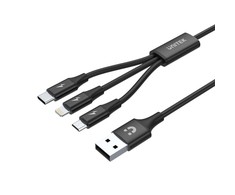 UNITEK kabelis USB 3in1 Juodas microUSB USB-C apšvietimas C14049BK