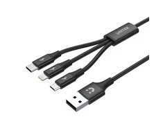 UNITEK kabelis USB 3in1 Juodas microUSB USB-C apšvietimas C14049BK