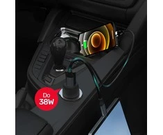 Automobilinis Įkroviklis - Unitek P1400A 38W USB-A USB-C QC 3.0