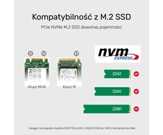 UNITEK SolidForce USB-C į PCIe / NVMe M.2 SSD 10 Gbps dviejų skyrių korpusas su neprisijungus veikiančiu klonu S1206A