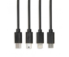 IBOX USB MULTI 4 IN 1 KABELAS: 2X USB-C MICRO USB LIGNING – SPALVOTAS KABELIS