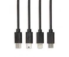 IBOX USB MULTI 4 IN 1 KABELAS: 2X USB-C MICRO USB LIGNING – SPALVOTAS KABELIS