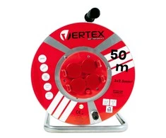 Prailginimo Kabelis - Vertex Pb50metal 50m 3000W IP44 Juodas