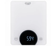 Virtuvinės svarstyklės Adler | Virtuvės svarstyklės | AD 3173w | Didžiausias svoris (talpa) 10 kg | Graduacija 1 g | Ekrano tipo LED | Baltas