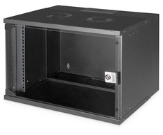 Digitus 19" 7u sieninė tinklinė spintelė, soho pro 370 x 540 x 400 mm, stiklinės durelės, juodos, išlankstytos, 60kg