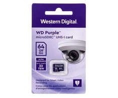 Atminties kortelė Western Digital WD Violetinė 64GB Surveillance Micro SD XC Class - 10 UHS 1