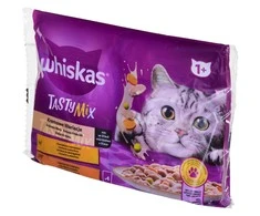 Drėgnas Kačių Maistas - Whiskas Tasty Mix Vištiena ir Daržovės, Aviena ir Kalakutiena 4 x 85g
