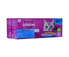 Whiskas Adult (40x85g) Žuvies Skanėstai Suaugusiems Katėms 4 Skoniai Geleje