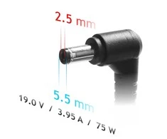 Nešiojamojo kompiuterio pakrovėjas Akyga AK-ND-02 (19V / 3.95A 75W 5.5 x 2.5mm) ASUS / TOSHIBA / LENOVO 1.2m