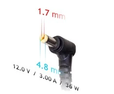 Nešiojamojo kompiuterio pakrovėjas Akyga AK-ND-49 (12V / 3.0A 36W 4.8 x 1.7mm) ASUS 1.2m