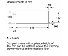 Bosch BIC7101B1 Serija 8, Įmontuojamasis šildymo stalčius, 60 x 14 cm, Juodas