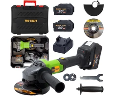 Akumuliatorinis kampinis šlifuoklis ProCraft PGA20, 20 V, 2x4 Ah, 125 mm