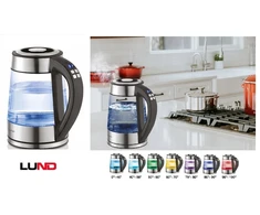 Stiklinis arbatinukas - virdulys LUND, su temperatūros kontrole, LED apšvietimu, 1.7L