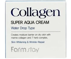 FarmStay Collagen Super Aqua Cream Drėkinamasis veido kremas su kolagenu, 80 ml