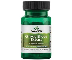 Dviskiaučio ginkmedžio ekstraktas Ginkgo Biloba, Swanson, 60mg, 30 kapsulių