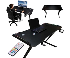 Kompiuterio stalas Gaming RGB KX2639 (120x60 cm, Juodas)