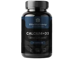 Pagaminta ES pagal SIA MatrixSoftLabs užsakymą (Latvija) VitalHarmony Calcium + D3 – 90 kapsulių