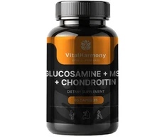 Pagaminta ES pagal SIA MatrixSoftLabs užsakymą (Latvija) VitalHarmony Gliukozaminas + MSM + Chondroitinas – 90 kapsulių