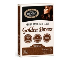 Pagaminta Indijoje pagal Elfam Herbalshop SIA, Latvija užsakymą Plaukų dažai Indian Henna Salon Golden Bronze, chna pagrindu, 6x10g