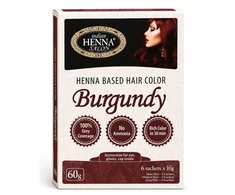 Pagaminta Indijoje pagal Elfam Herbalshop SIA, Latvija užsakymą Plaukų dažai Indian Henna Salon Burgundy, chna pagrindu, 6x10g
