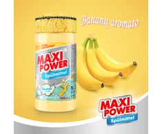 Pagaminta Ukrainoje Koncentruotas indų ploviklis - bananų kvapo gelis "MAXI POWER" su dozatoriumi ir kempine indams plauti, 1000ml