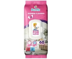 Sunvita Group Drėgnos servetėlės įvairiems paviršiams valyti Purfix, For Home 60 vnt.